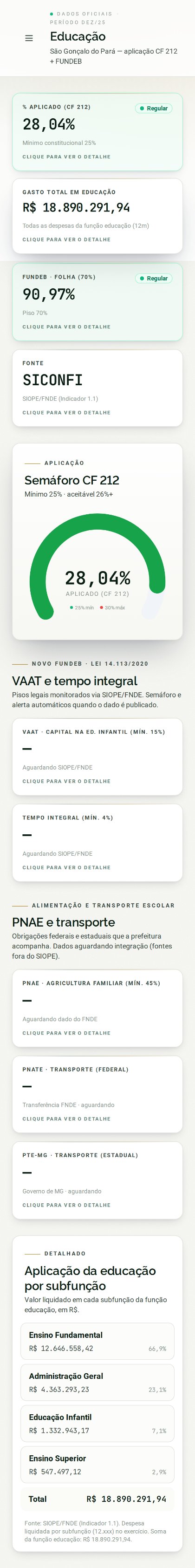 Tela Educação, versão celular